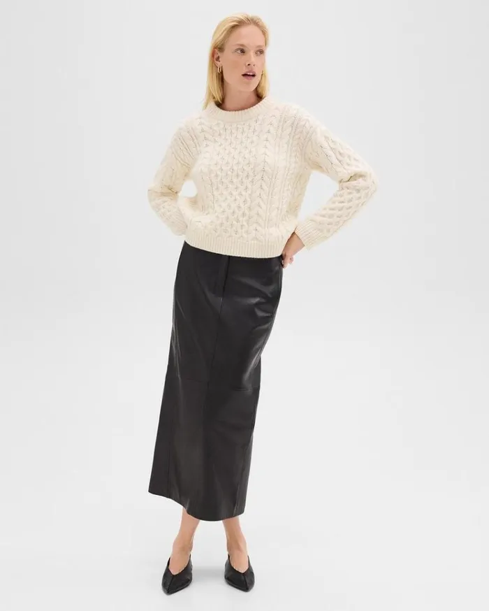 Theory Cable Knit Sweater In Felted WoolCashmere Ivory Women Sweaters Cardigans Theory Cable Knit Sweater In Felted WoolCashmere Ivory Women Sweaters Cardigans