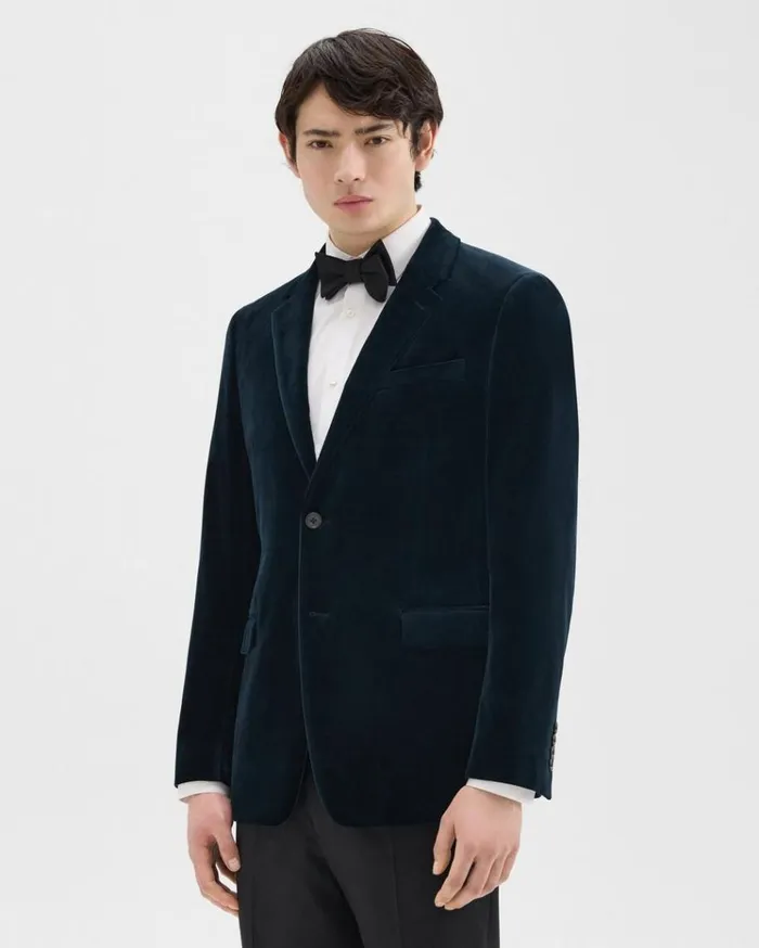 Theory Chambers Blazer In Stretch Velvet Baltic Men Blazers Jackets Theory Chambers Blazer In Stretch Velvet Baltic Men Blazers Jackets