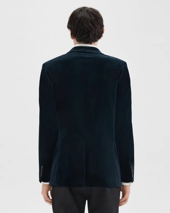 Theory Chambers Blazer In Stretch Velvet Baltic Men Blazers Jackets Theory Chambers Blazer In Stretch Velvet Baltic Men Blazers Jackets