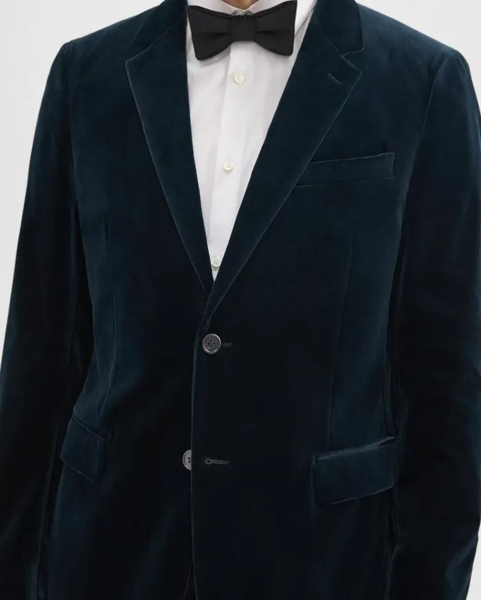 Theory Chambers Blazer In Stretch Velvet Baltic Men Blazers Jackets Theory Chambers Blazer In Stretch Velvet Baltic Men Blazers Jackets