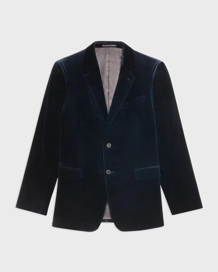Theory Chambers Blazer In Stretch Velvet Baltic Men Blazers Jackets Theory Chambers Blazer In Stretch Velvet Baltic Men Blazers Jackets