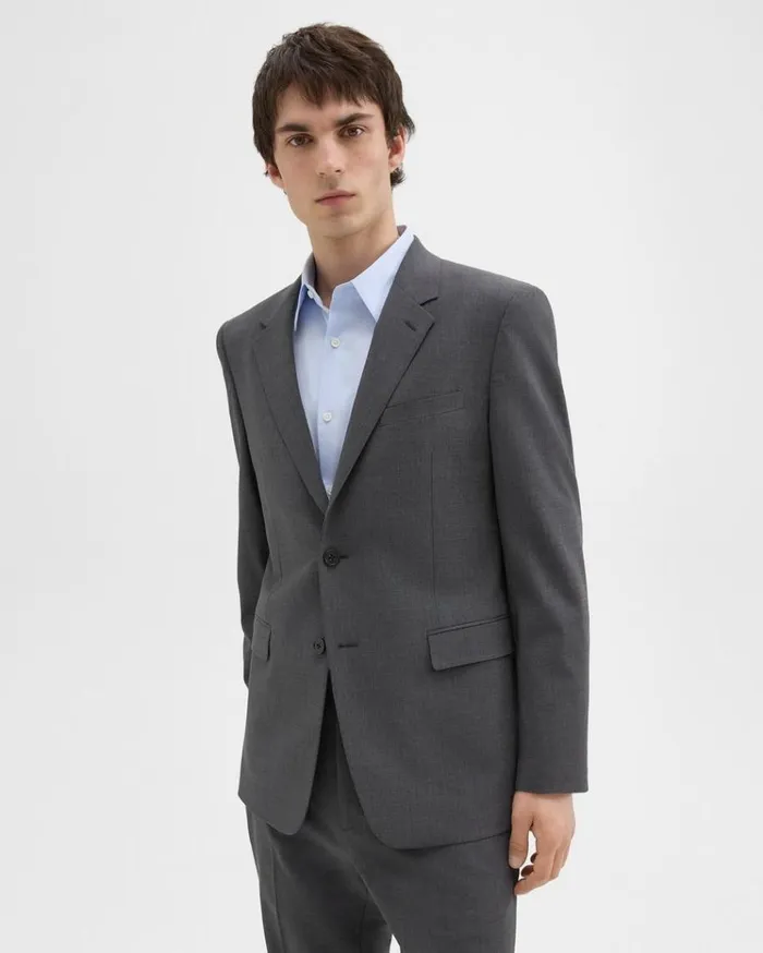Theory Chambers Blazer In Stretch Wool Medium Charcoal Men Blazers Jackets