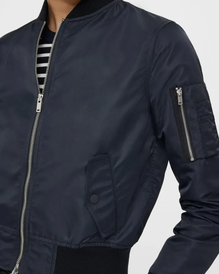 Theory Classic Bomber Jacket In Recycled Nylon Nocturne Navy Women Outerwear Theory Classic Bomber Jacket In Recycled Nylon Nocturne Navy Women Outerwear