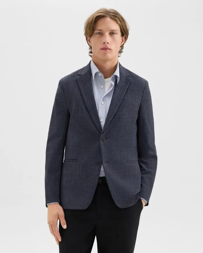 Theory Clinton Blazer In Herringbone Precision Ponte Baltic Melange Men Blazers Jackets Theory Clinton Blazer In Herringbone Precision Ponte Baltic Melange Men Blazers Jackets
