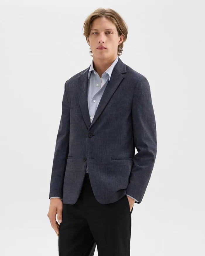 Theory Clinton Blazer In Herringbone Precision Ponte Baltic Melange Men Blazers Jackets Theory Clinton Blazer In Herringbone Precision Ponte Baltic Melange Men Blazers Jackets