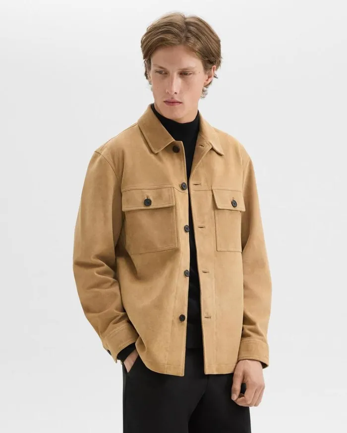 Theory Closson Military Jacket In Suede New Camel Men Outerwear Theory Closson Military Jacket In Suede New Camel Men Outerwear