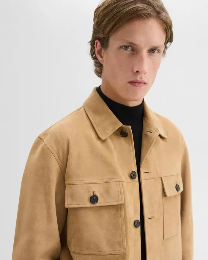 Theory Closson Military Jacket In Suede New Camel Men Outerwear Theory Closson Military Jacket In Suede New Camel Men Outerwear