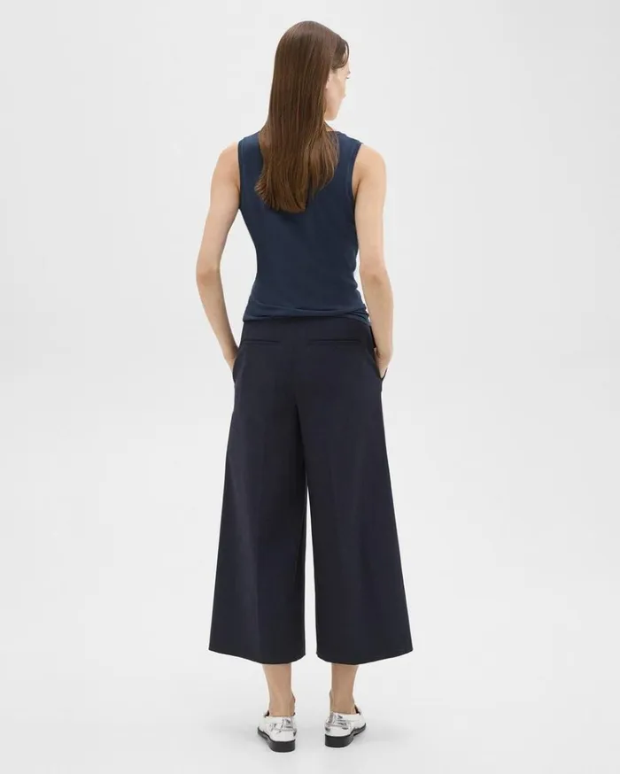 Theory Cropped WideLeg Pant In Neoteric Twill Dark Navy Women Pants Theory Cropped WideLeg Pant In Neoteric Twill Dark Navy Women Pants