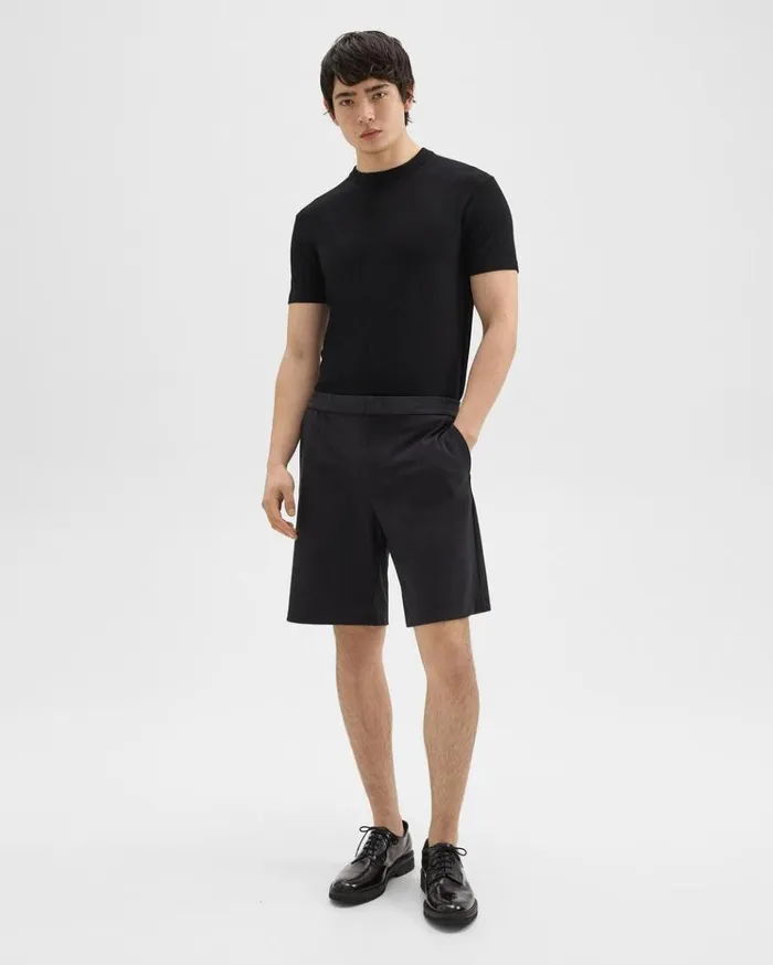 Theory Curtis 9 Drawstring Short In Precision Ponte Black Men Shorts