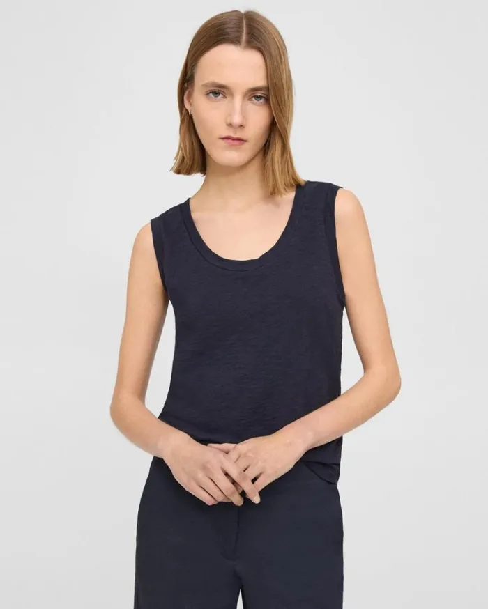 Theory Easy Tank Top In Organic Slub Cotton Concord Women TShirts Tank Tops