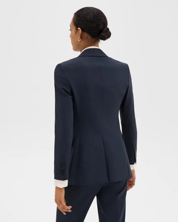 Theory Etiennette Blazer In Good Wool Nocturne Navy Women Blazers Jackets