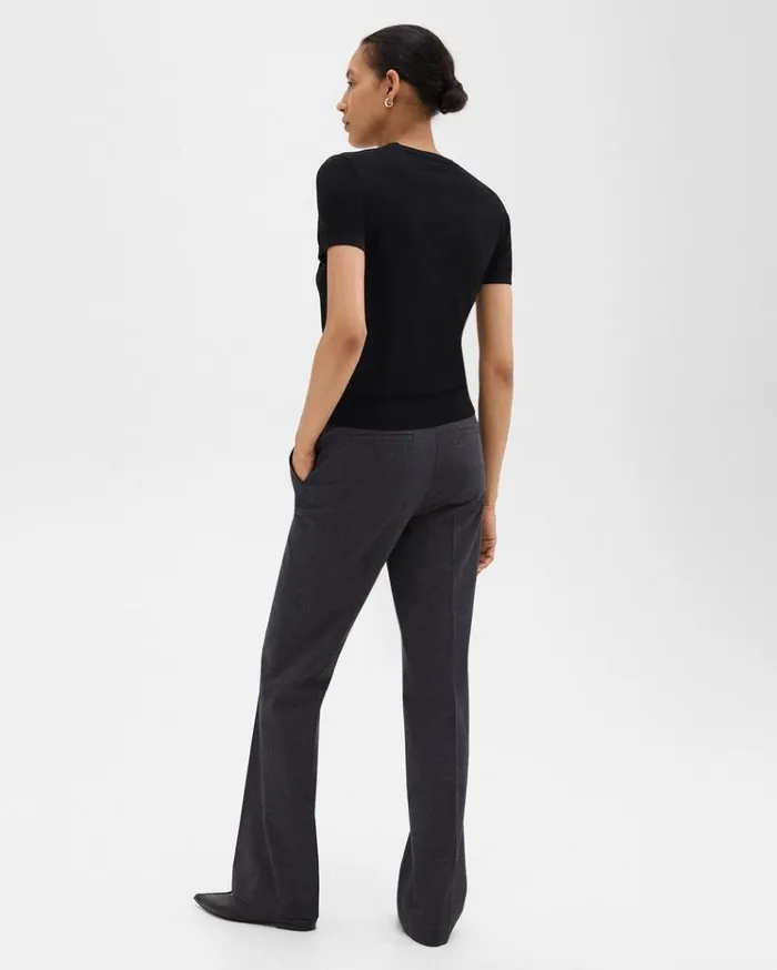 Theory Flared Pant In Good Wool Charcoal Melange Women Pants