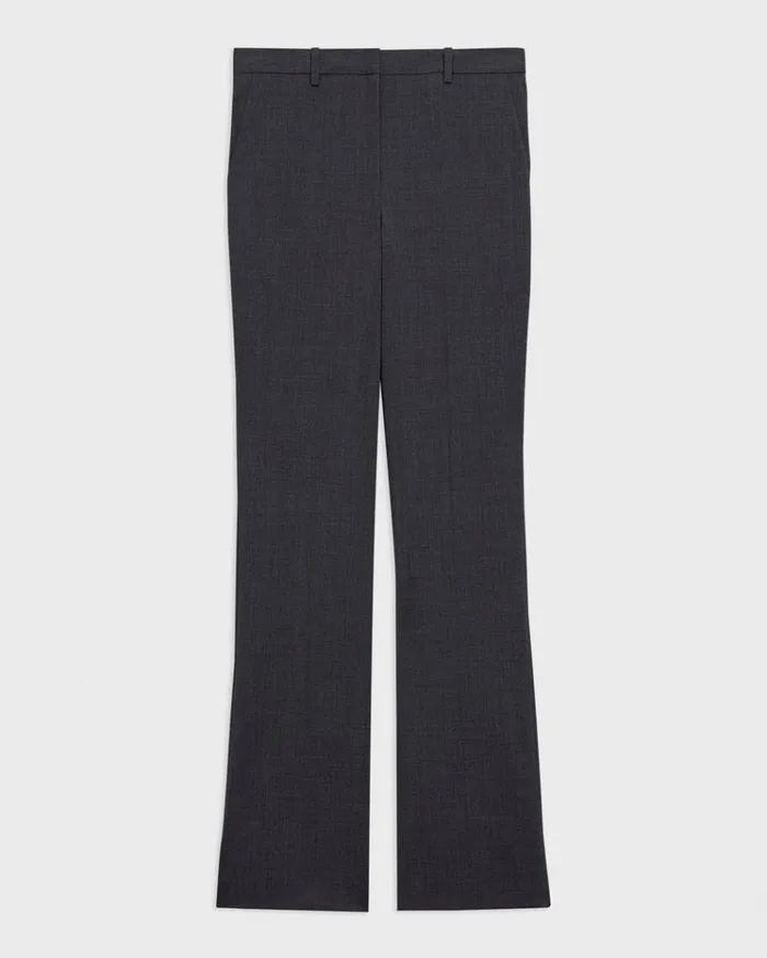 Theory Flared Pant In Good Wool Charcoal Melange Women Pants
