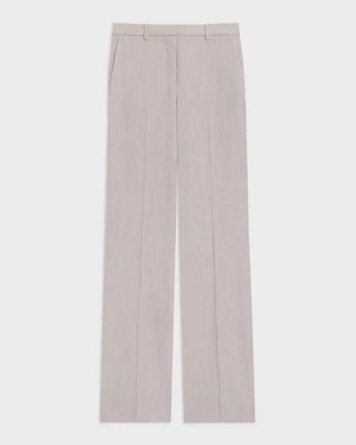 Theory Flared Pant In Good Wool Sand Melange Women Pants