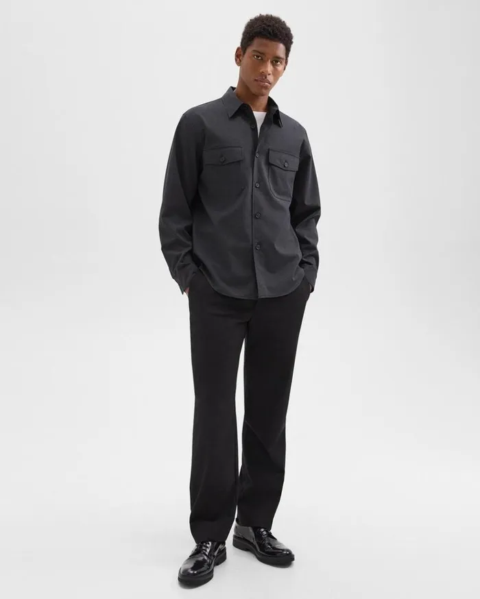 Theory Garvin Shirt Jacket In Stretch Wool Dark Charcoal Men Blazers Jackets Theory Garvin Shirt Jacket In Stretch Wool Dark Charcoal Men Blazers Jackets