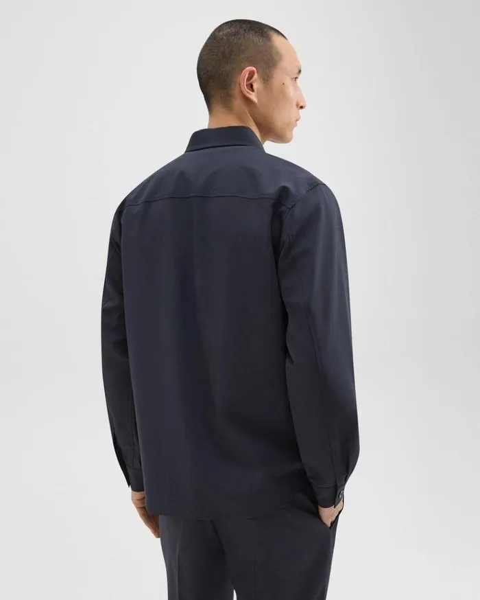 Theory Garvin Shirt Jacket In Stretch Wool Navy Men Blazers Jackets Theory Garvin Shirt Jacket In Stretch Wool Navy Men Blazers Jackets