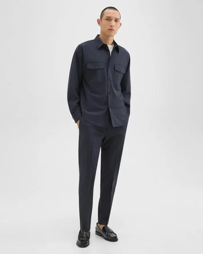 Theory Garvin Shirt Jacket In Stretch Wool Navy Men Blazers Jackets Theory Garvin Shirt Jacket In Stretch Wool Navy Men Blazers Jackets