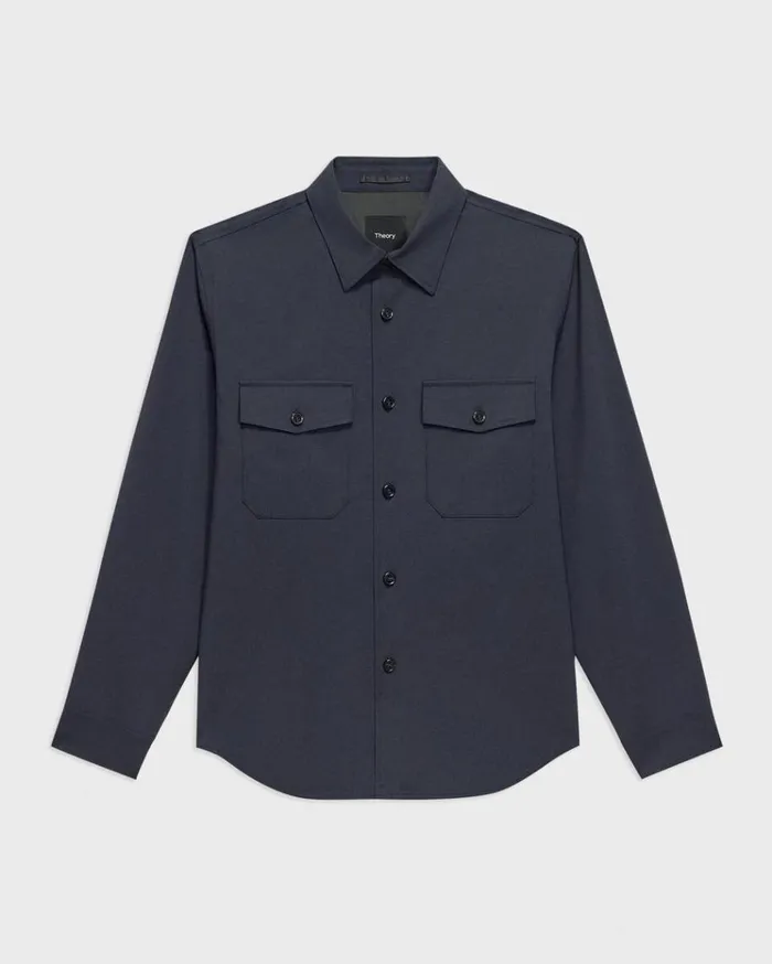 Theory Garvin Shirt Jacket In Stretch Wool Navy Men Blazers Jackets Theory Garvin Shirt Jacket In Stretch Wool Navy Men Blazers Jackets