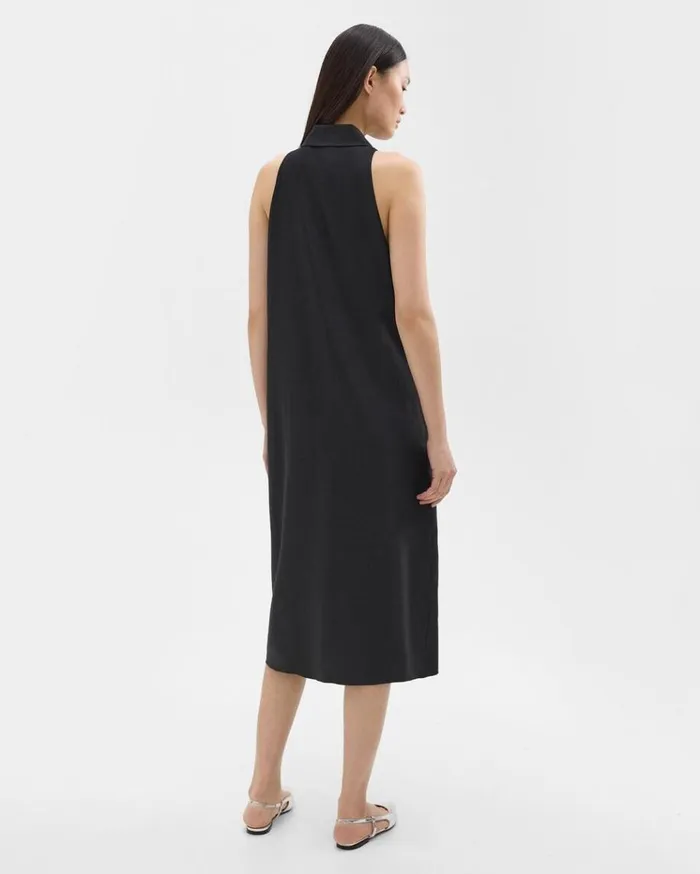 Theory Halter Neck Shirt Dress In LinenViscose Black Women Dresses Theory Halter Neck Shirt Dress In LinenViscose Black Women Dresses