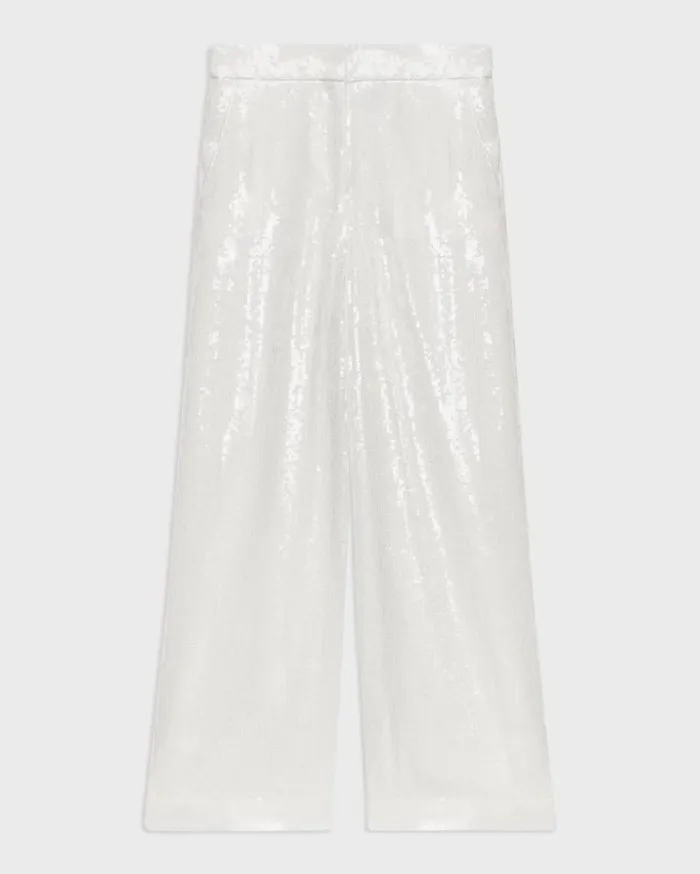 Theory HighWaist WideLeg Pant In Recycled Sequins White Women Pants Theory HighWaist WideLeg Pant In Recycled Sequins White Women Pants