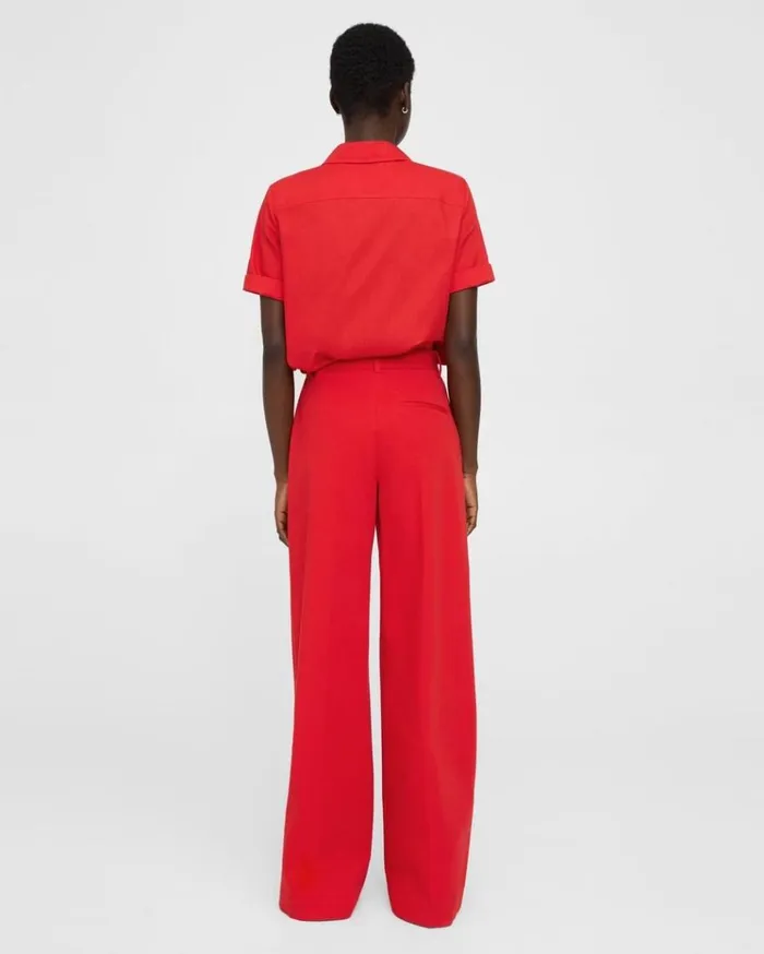 Theory HighWaist WideLeg Pant In Stretch Cotton Twill Grenadine Women Pants Theory HighWaist WideLeg Pant In Stretch Cotton Twill Grenadine Women Pants