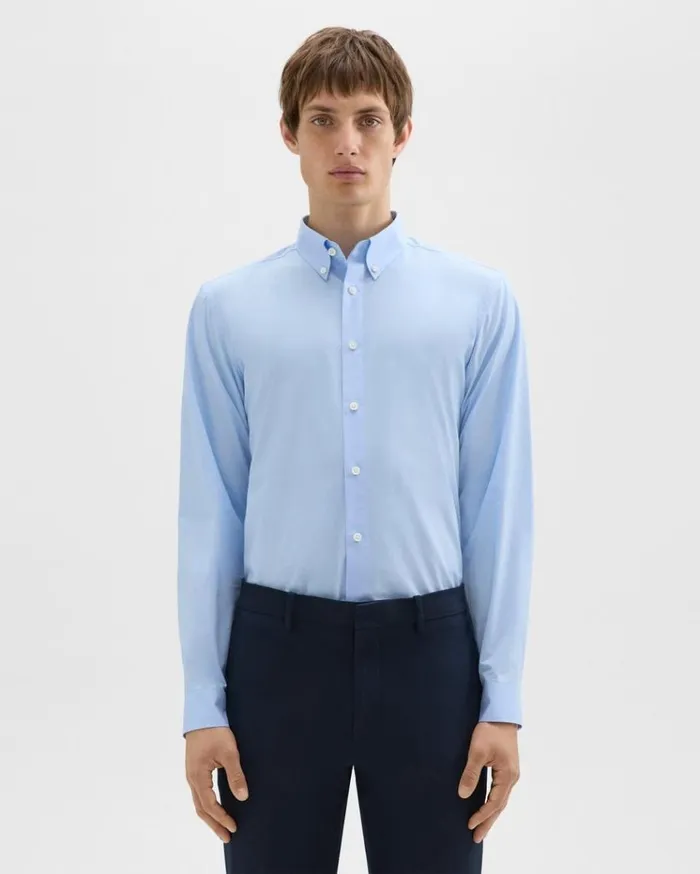 Theory Hugh Shirt In Cotton Olympic Men Shirts