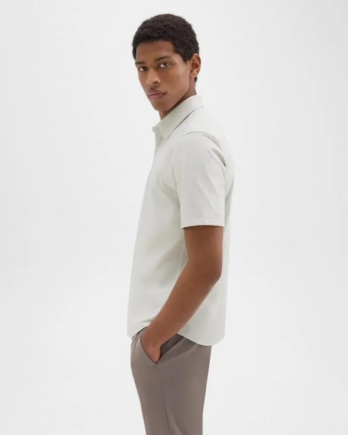 Theory Irving ShortSleeve Shirt In Structure Knit Limestone Men Shirts Theory Irving ShortSleeve Shirt In Structure Knit Limestone Men Shirts