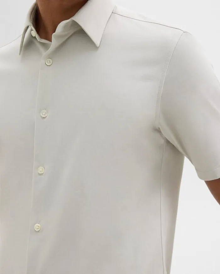 Theory Irving ShortSleeve Shirt In Structure Knit Limestone Men Shirts Theory Irving ShortSleeve Shirt In Structure Knit Limestone Men Shirts
