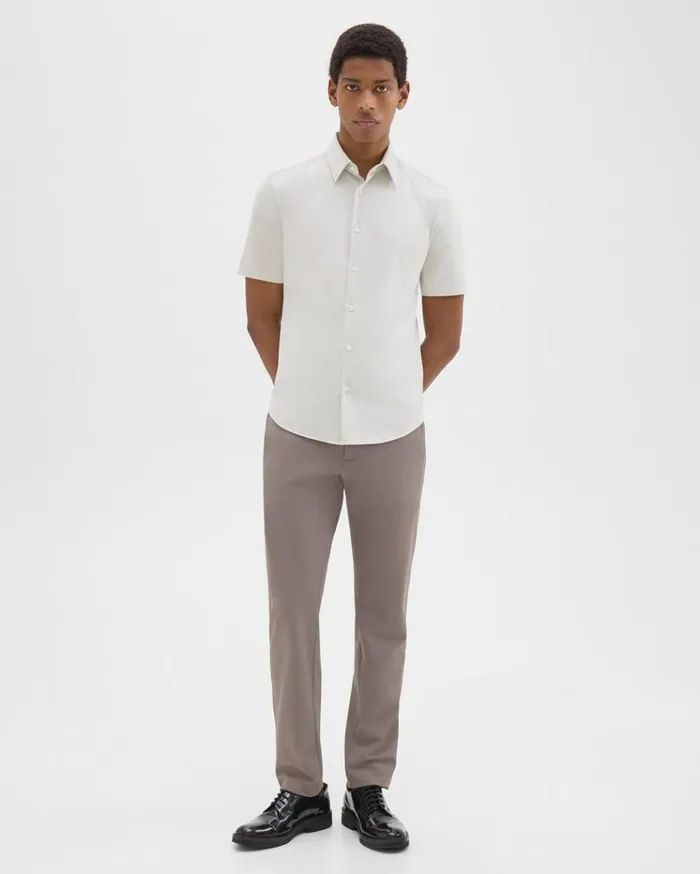 Theory Irving ShortSleeve Shirt In Structure Knit Limestone Men Shirts Theory Irving ShortSleeve Shirt In Structure Knit Limestone Men Shirts