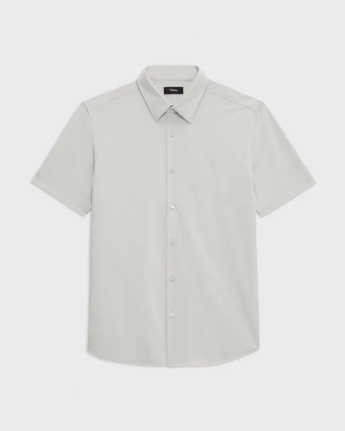 Theory Irving ShortSleeve Shirt In Structure Knit Limestone Men Shirts Theory Irving ShortSleeve Shirt In Structure Knit Limestone Men Shirts