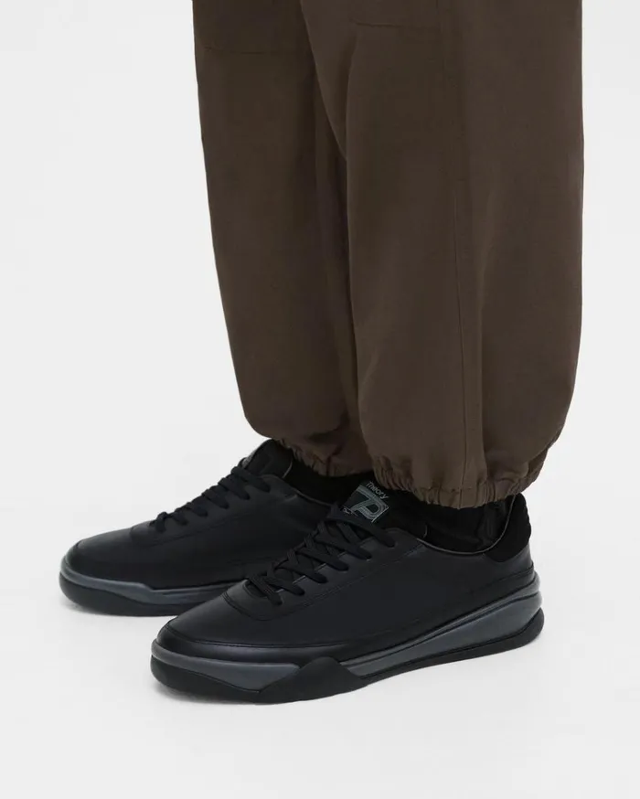 Theory Leather Sneaker Black Men Shoes