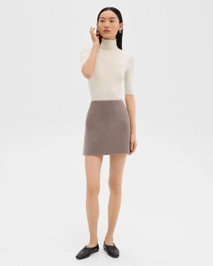 Theory Leenda ShortSleeve Turtleneck In Regal Wool New Ivory Women Sweaters Cardigans