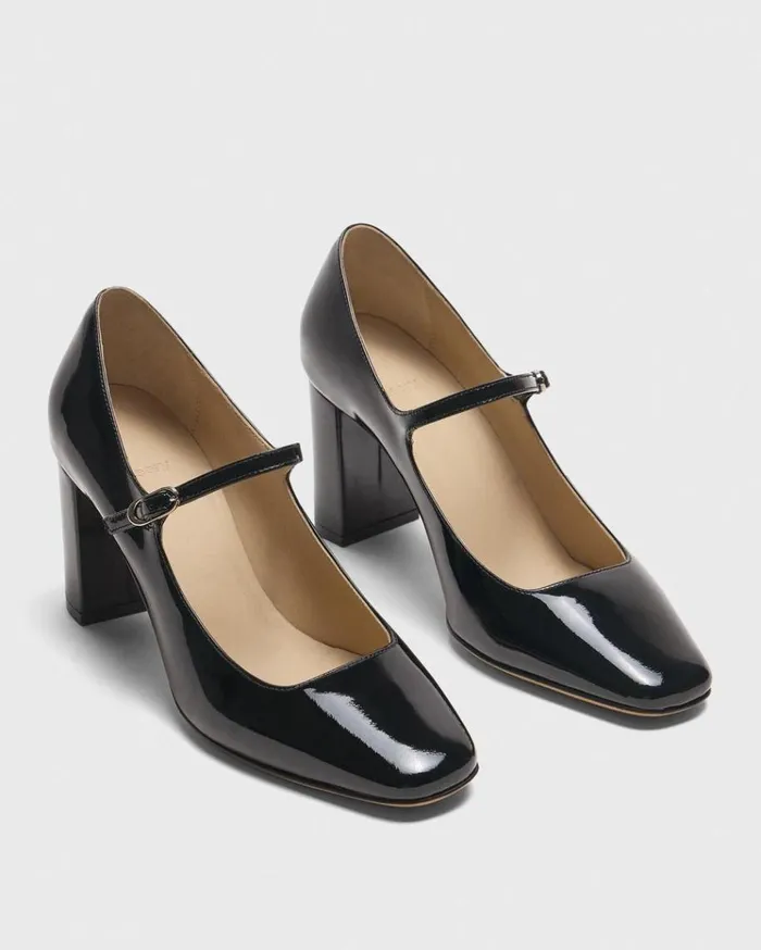 Theory Mary Jane Pump In Leather Black Women Shoes