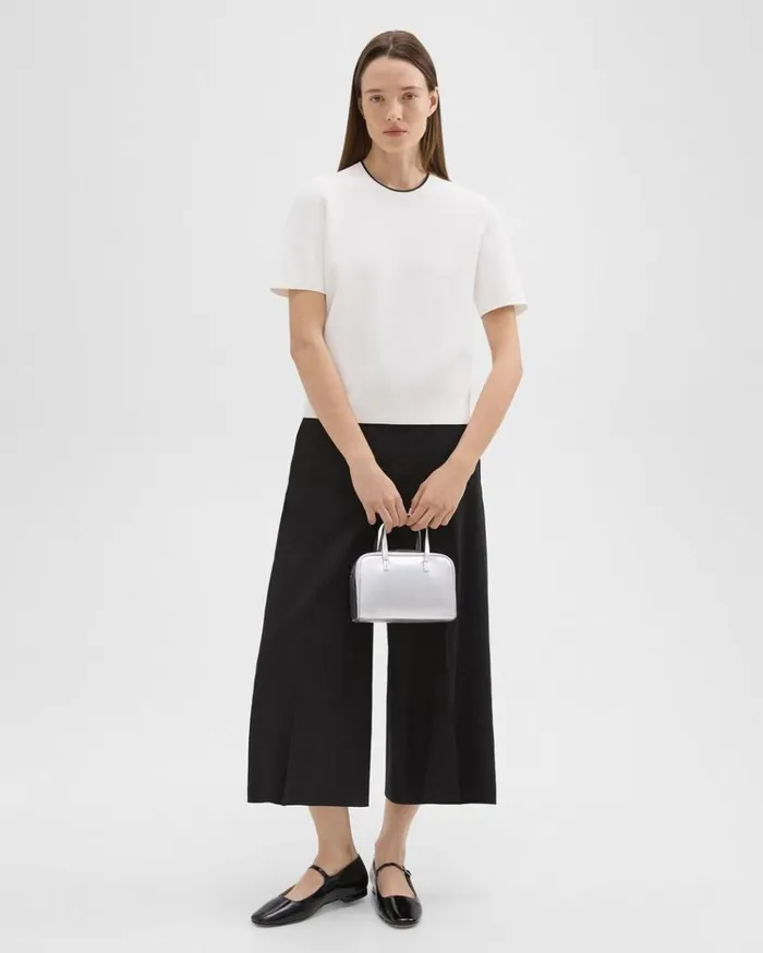 Theory Mini Pillow Bag In Metallic Leather Silver Women Bags