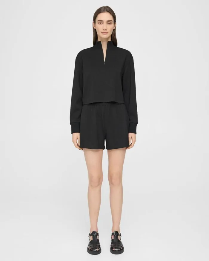 Theory Mini PullOn Short In DoubleKnit Jersey Black Women Shorts