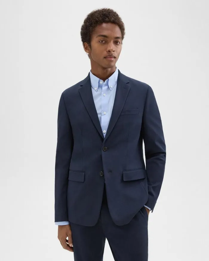 Theory Morton Blazer In Stretch Cotton Baltic Men Blazers Jackets