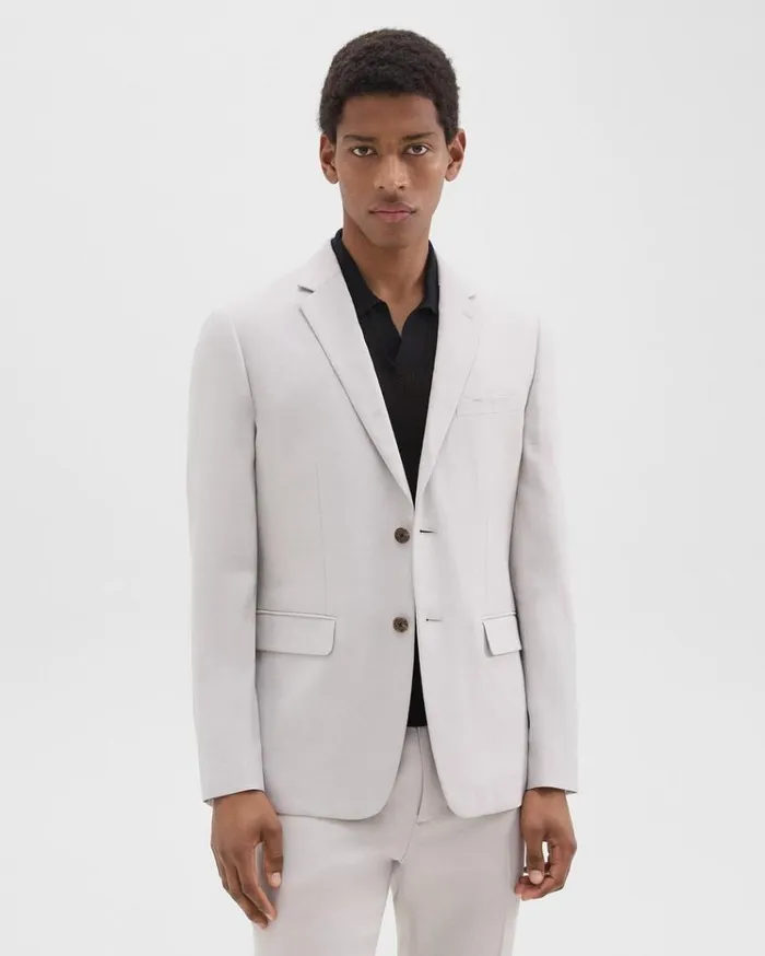 Theory Morton Slim Blazer In LinenViscose Limestone Men Blazers Jackets