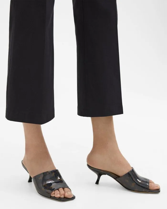 Theory Mule Sandal In Tortoiseshell Printed Leather Blackbrown Women Shoes