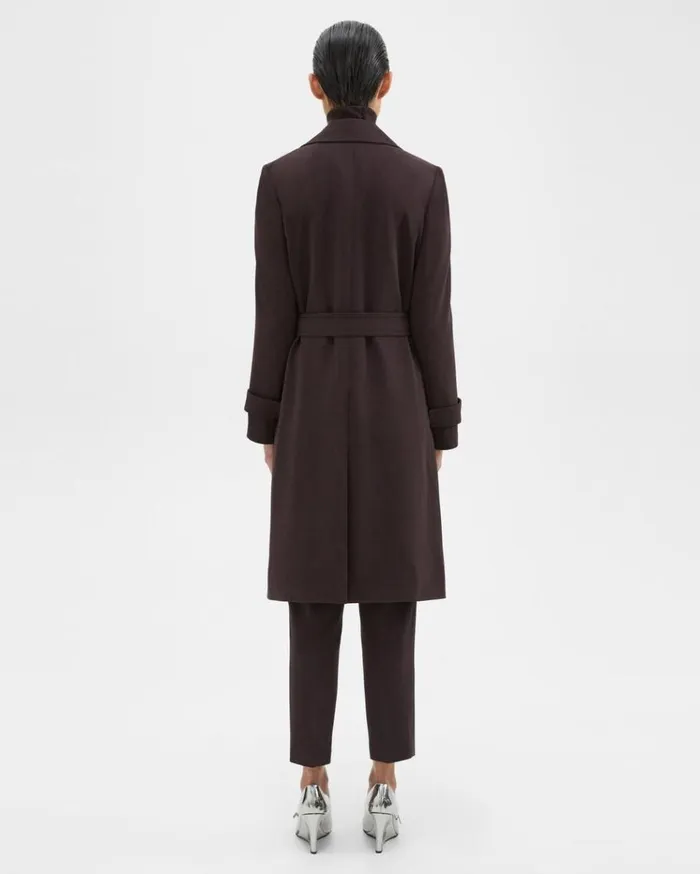 Theory Oaklane Trench Coat In Admiral Crepe Mink Women Outerwear