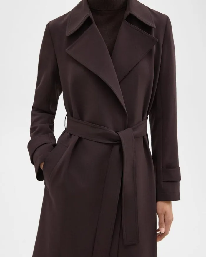 Theory Oaklane Trench Coat In Admiral Crepe Mink Women Outerwear