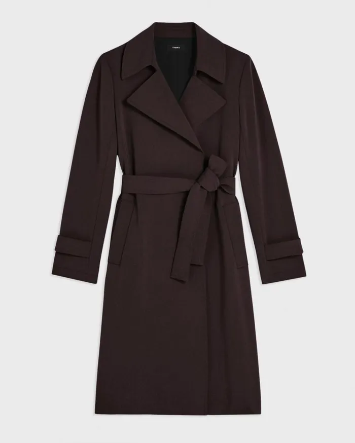 Theory Oaklane Trench Coat In Admiral Crepe Mink Women Outerwear