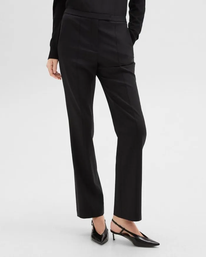 Theory Relaxed Pant In Wool Gabardine Black Women Pants