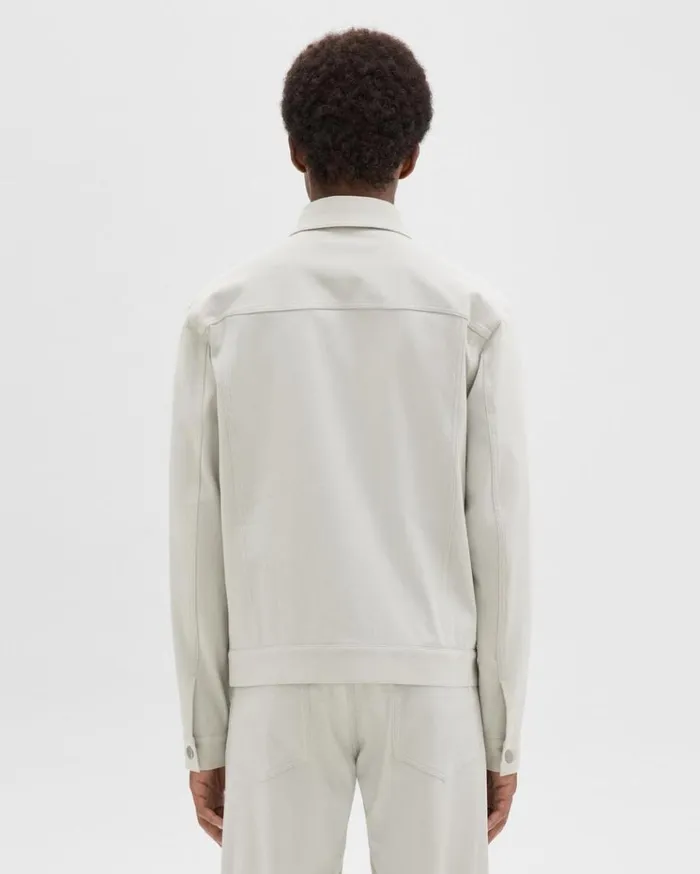 Theory River Trucker Jacket In Neoteric Twill Limestone Men Outerwear Theory River Trucker Jacket In Neoteric Twill Limestone Men Outerwear