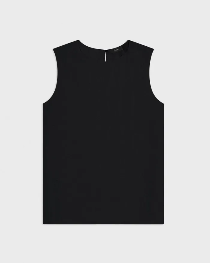 Theory Shell Top In Silk Georgette Black Women Tops