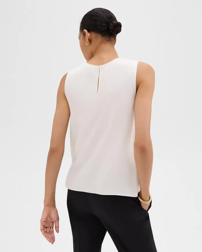 Theory Shell Top In Silk Georgette Ivory Women Tops