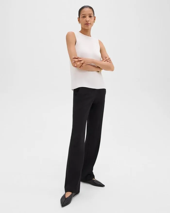 Theory Shell Top In Silk Georgette Ivory Women Tops