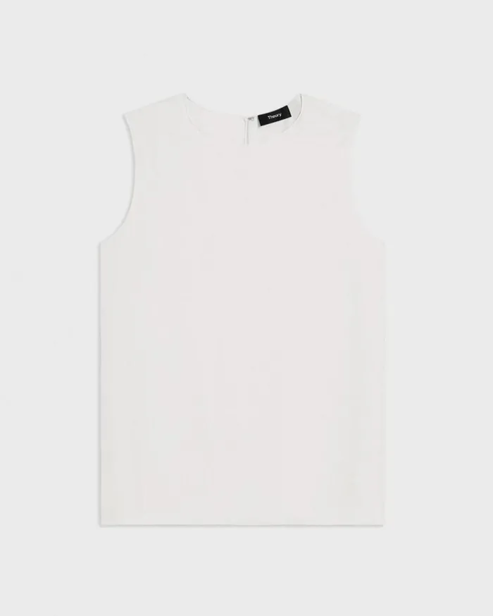 Theory Shell Top In Silk Georgette Ivory Women Tops