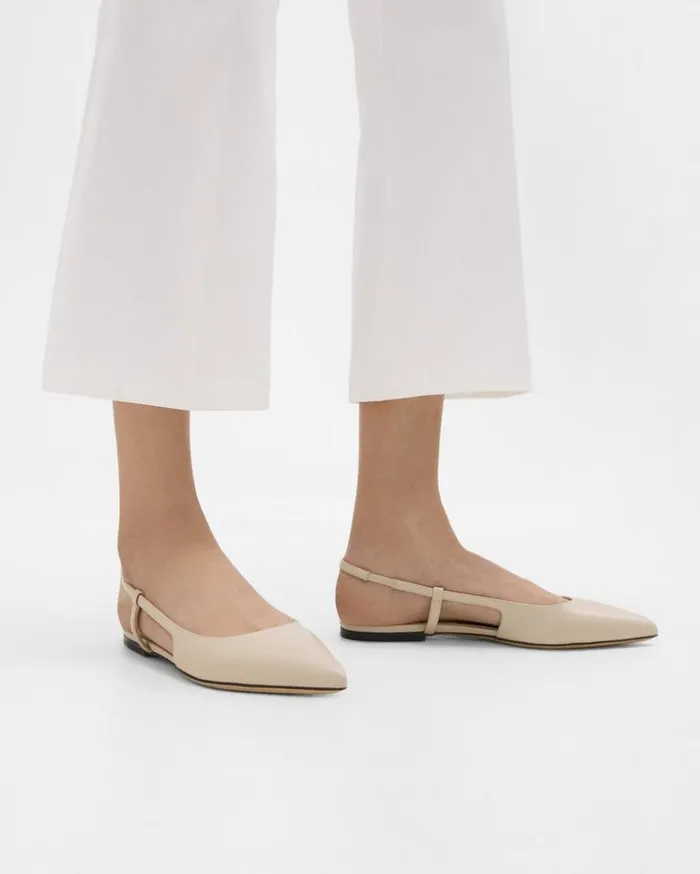 Theory Slingback Flat In Leather Light Nude Women Shoes