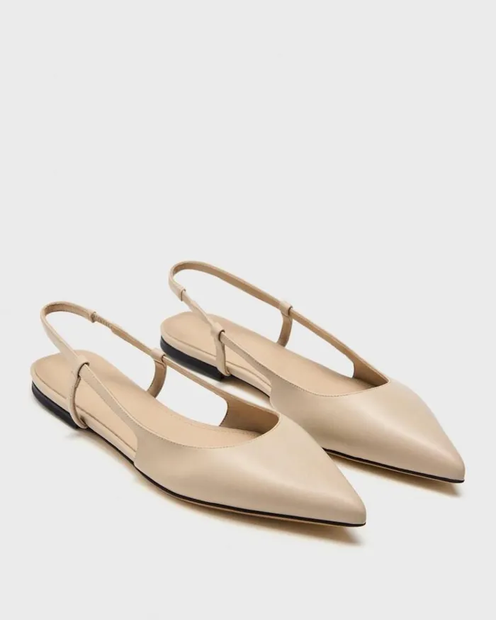 Theory Slingback Flat In Leather Light Nude Women Shoes