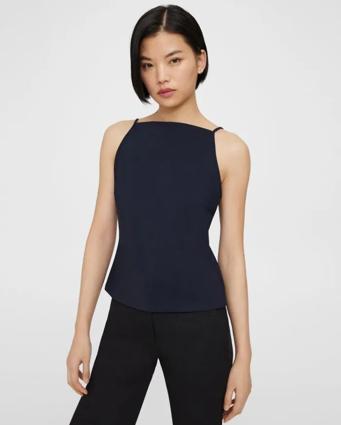 Theory Square Neck Tank Top In Precision Ponte Baltic Women TShirts Tank Tops